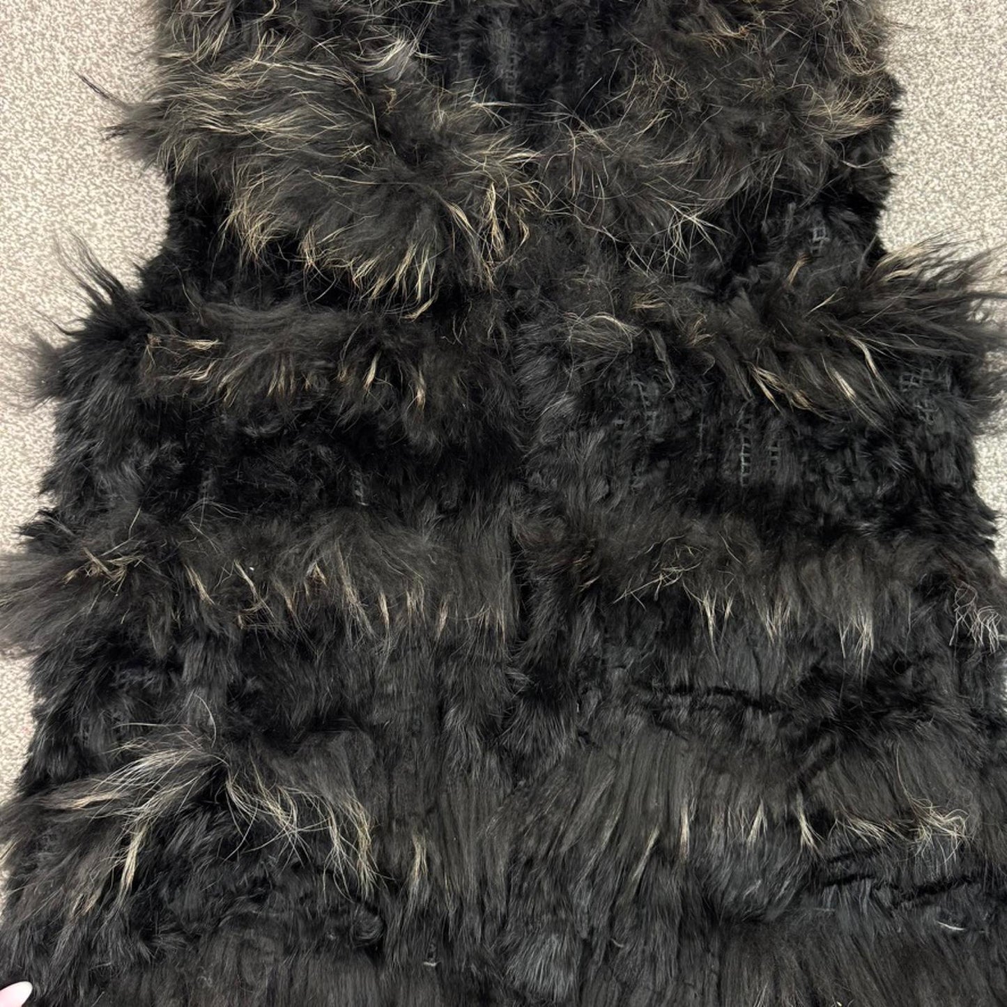 Y2K vintage marmotte/ rabbit lapin fur gilet jacket sleeveless black grey
