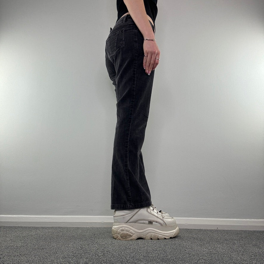 Y2K low rise dark grey bootcut corduroy trousers