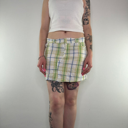 Y2K lightweight summer check mini skirt