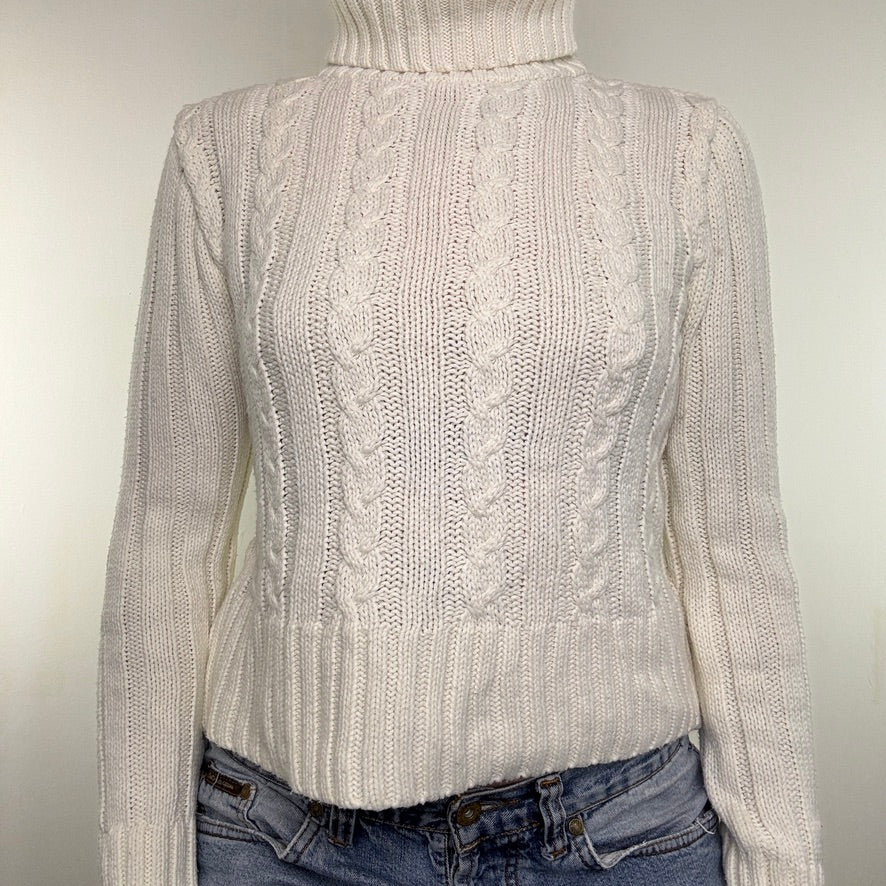 Y2K vintage cable knit turtleneck jumper