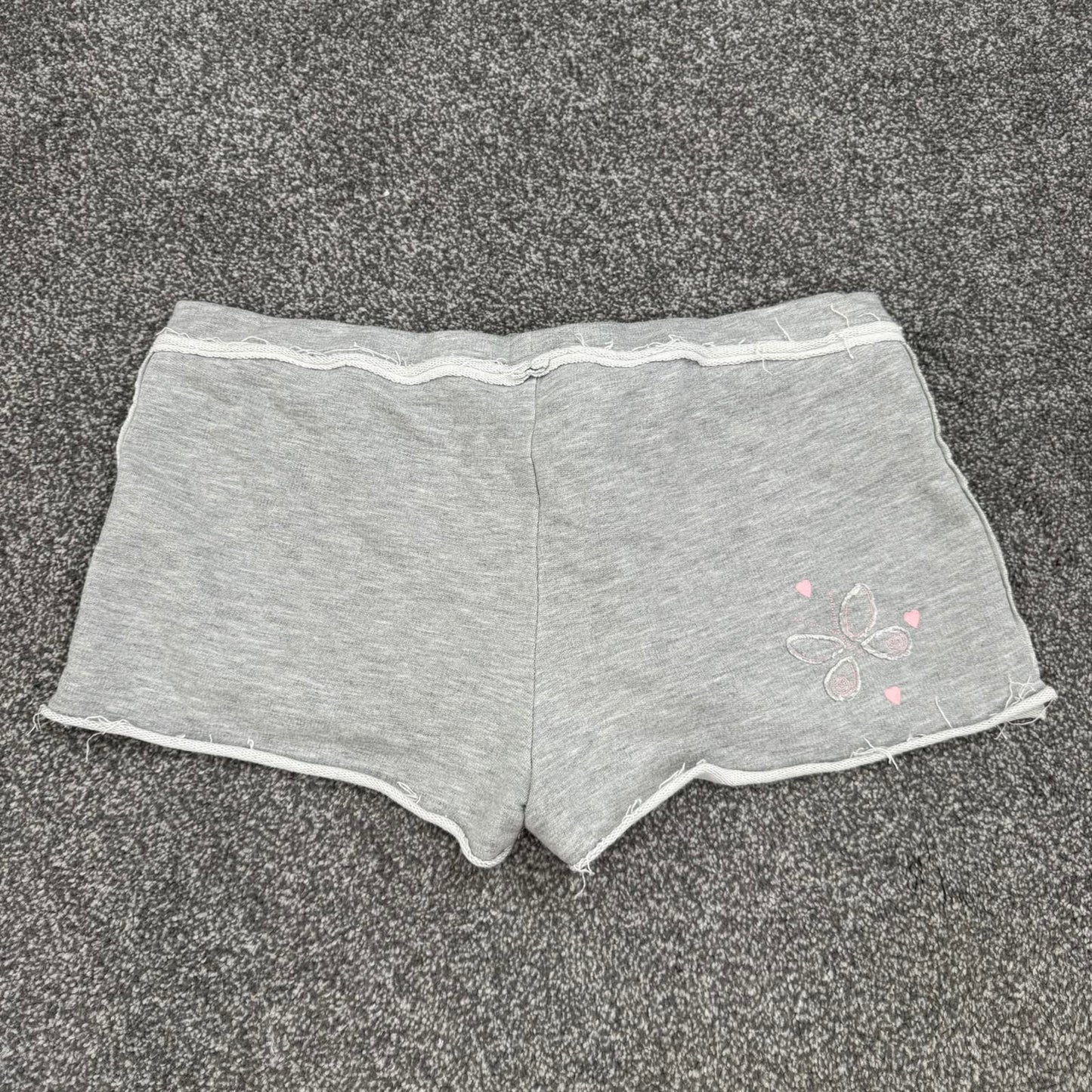 Y2K vintage low rise sporty shorts jersey mini butterfly heart grey pink stretch