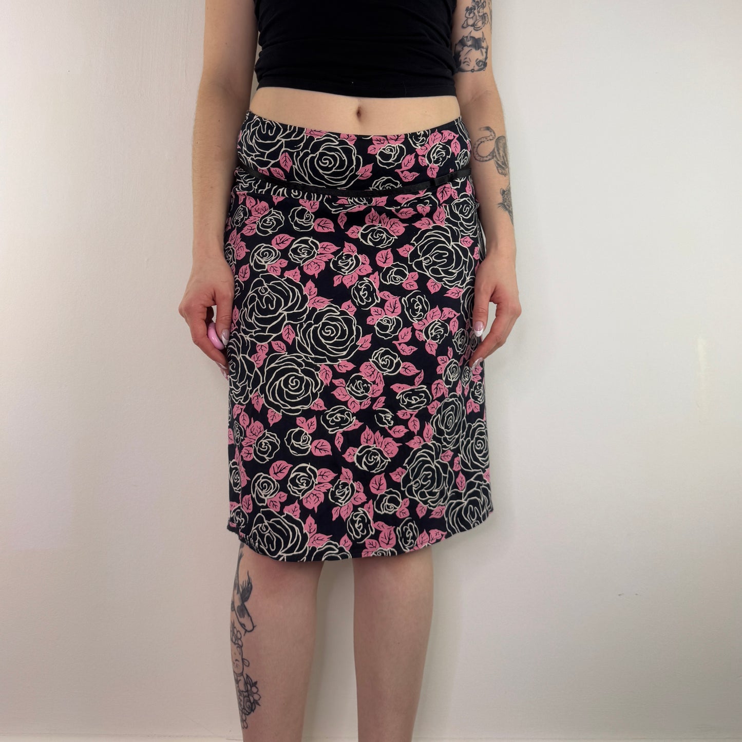 Y2K vintage a line floral floaty midi skirt