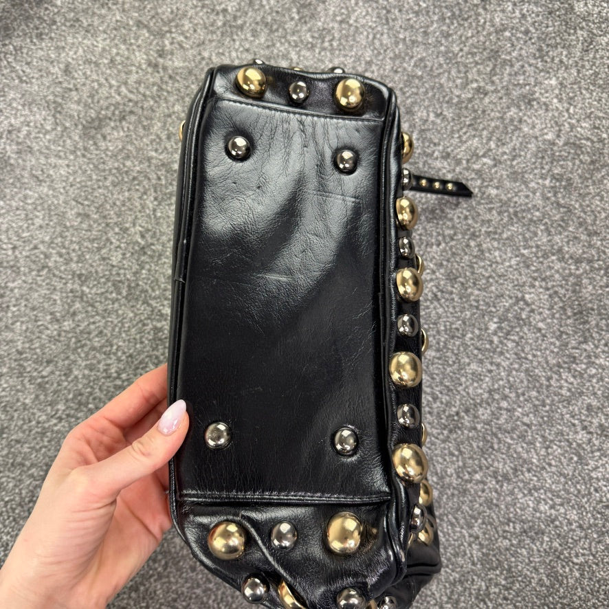 Y2K vintage faux leather studded handbag