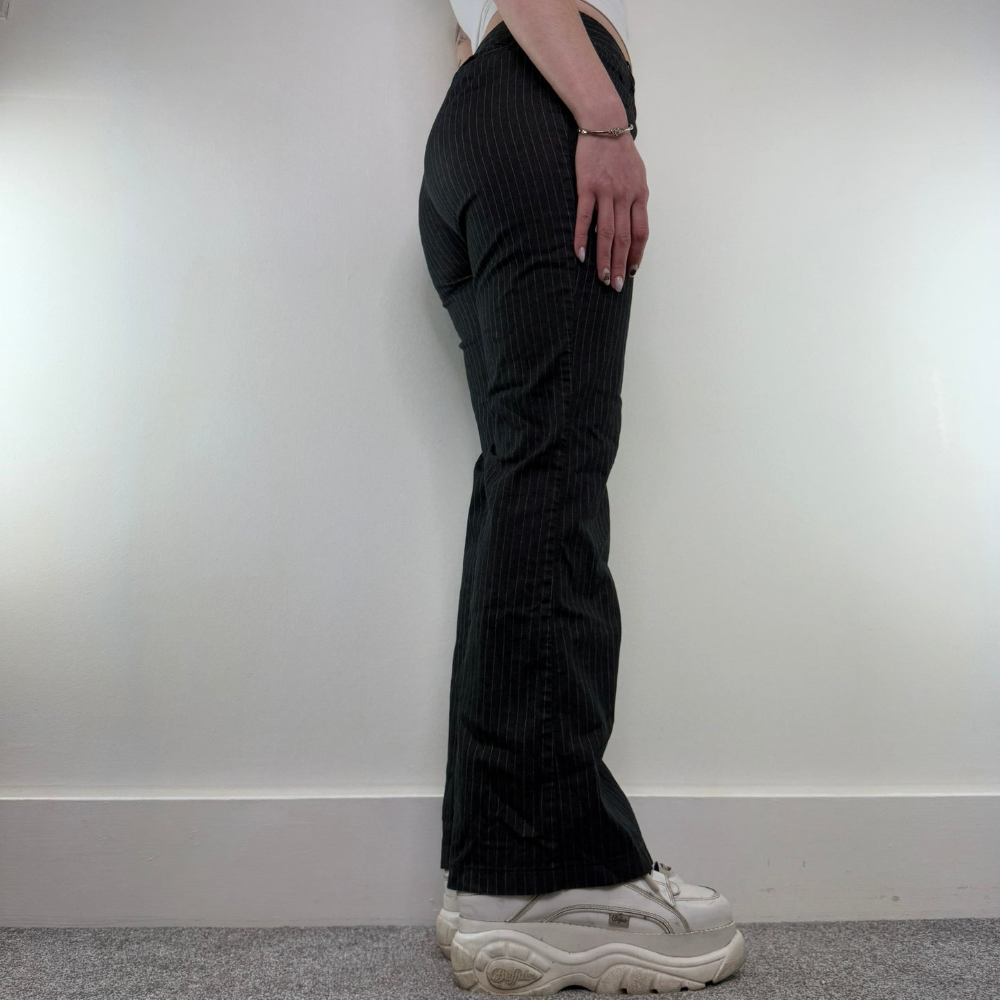 Y2K vintage pinstripe bootcut trousers