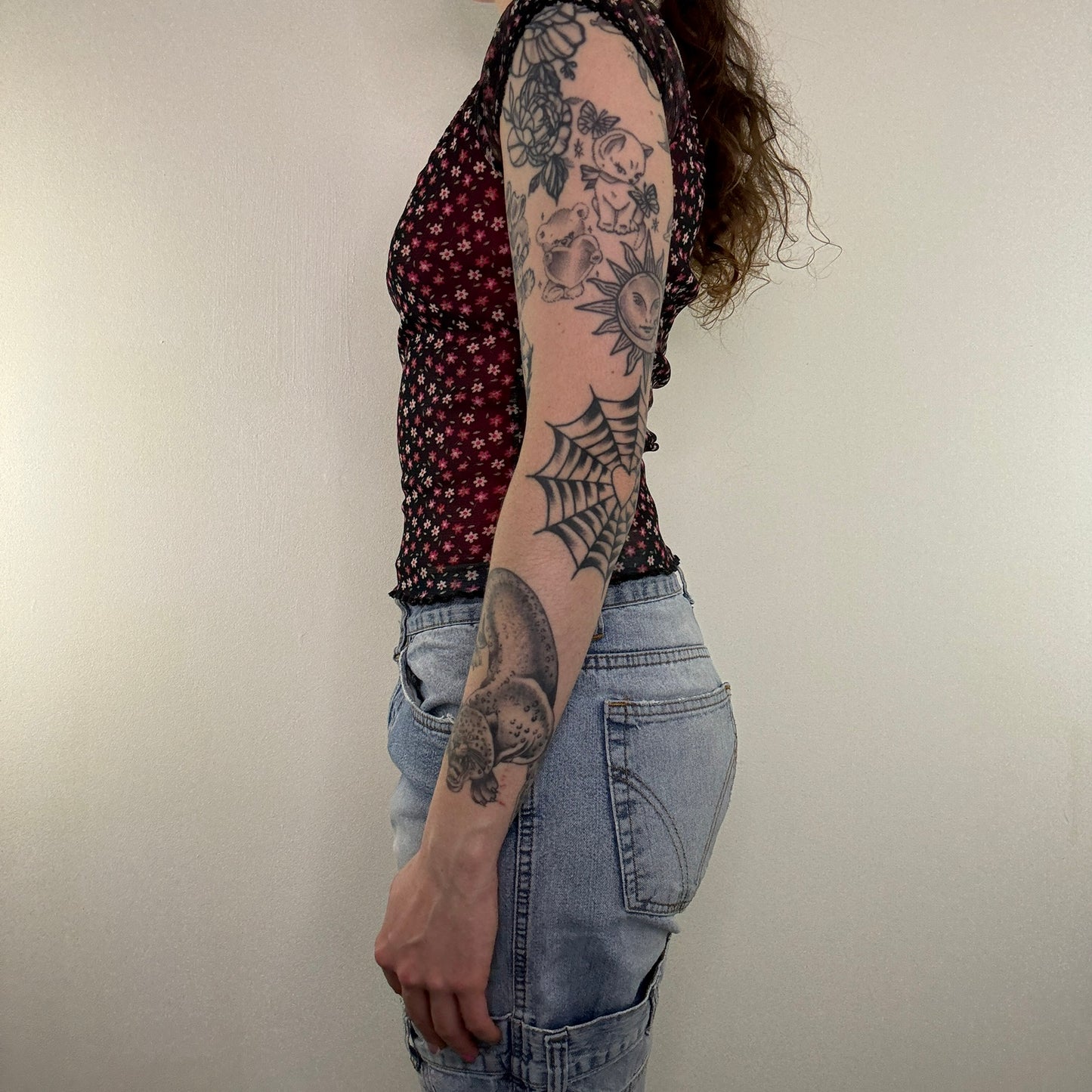 Y2K vintage milkmaid top mesh ditsy floral cap sleeve fitted