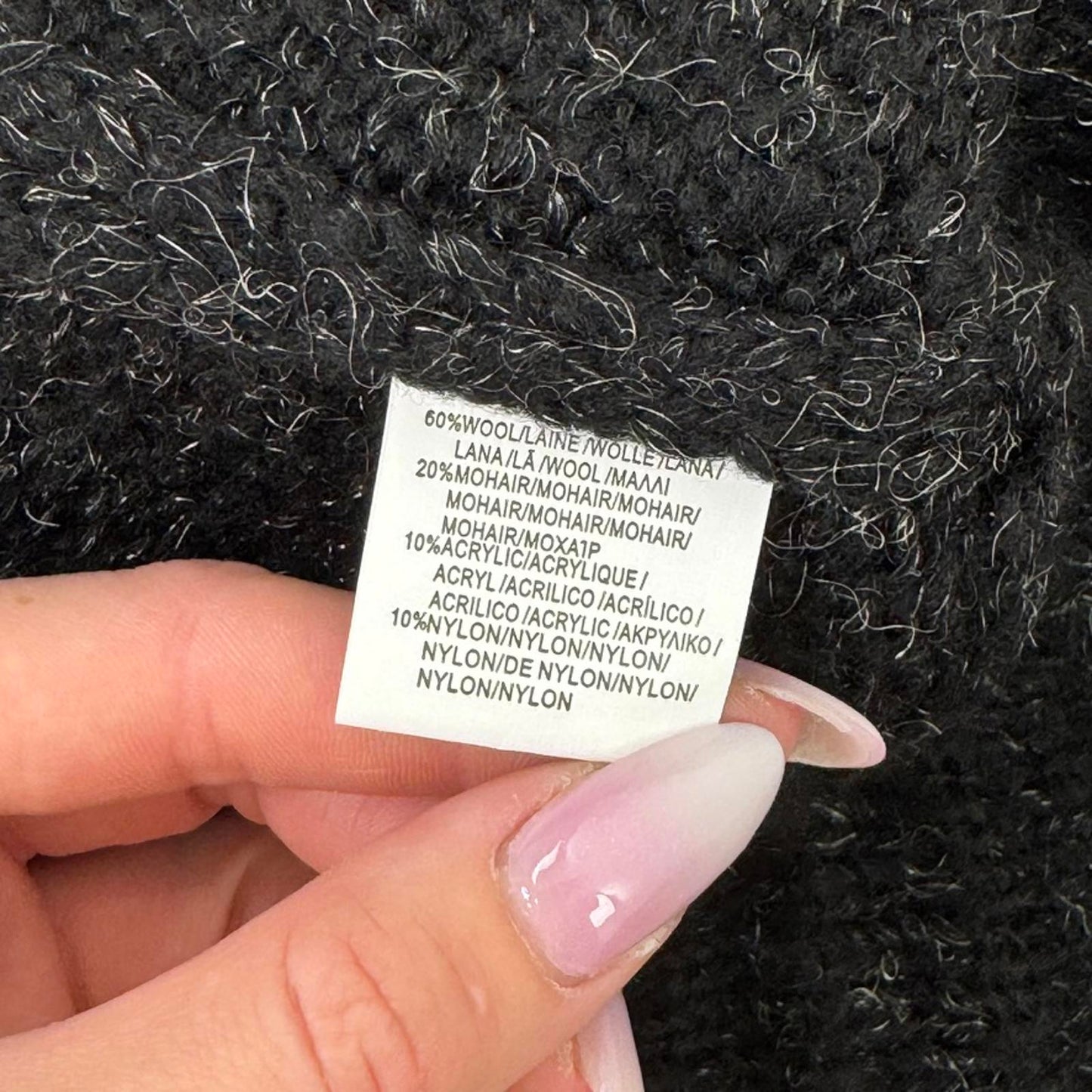 Y2K vintage wool mohair blend cardigan genuine fur ruffle trim long length