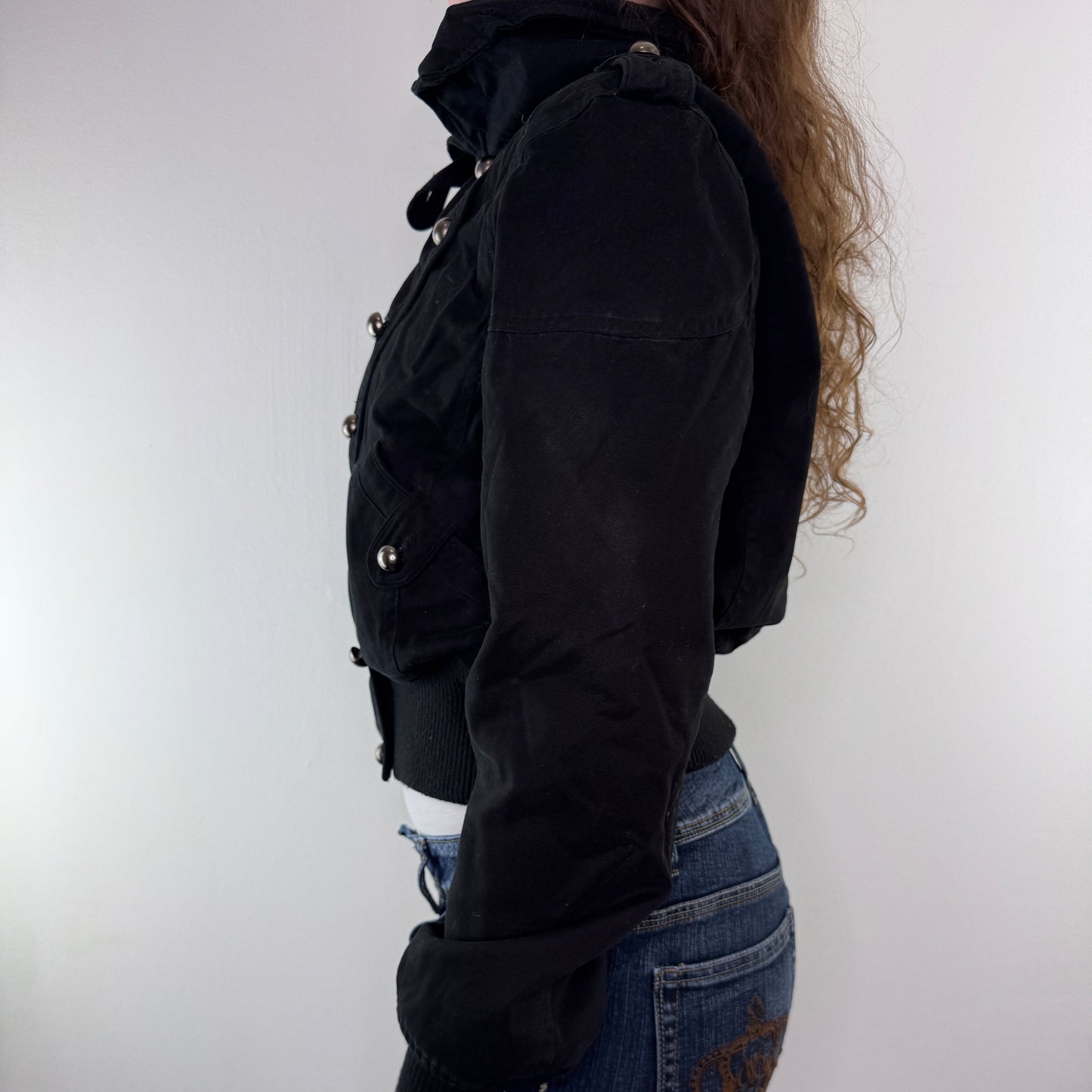 Y2K vintage military zip up short length military style jacket