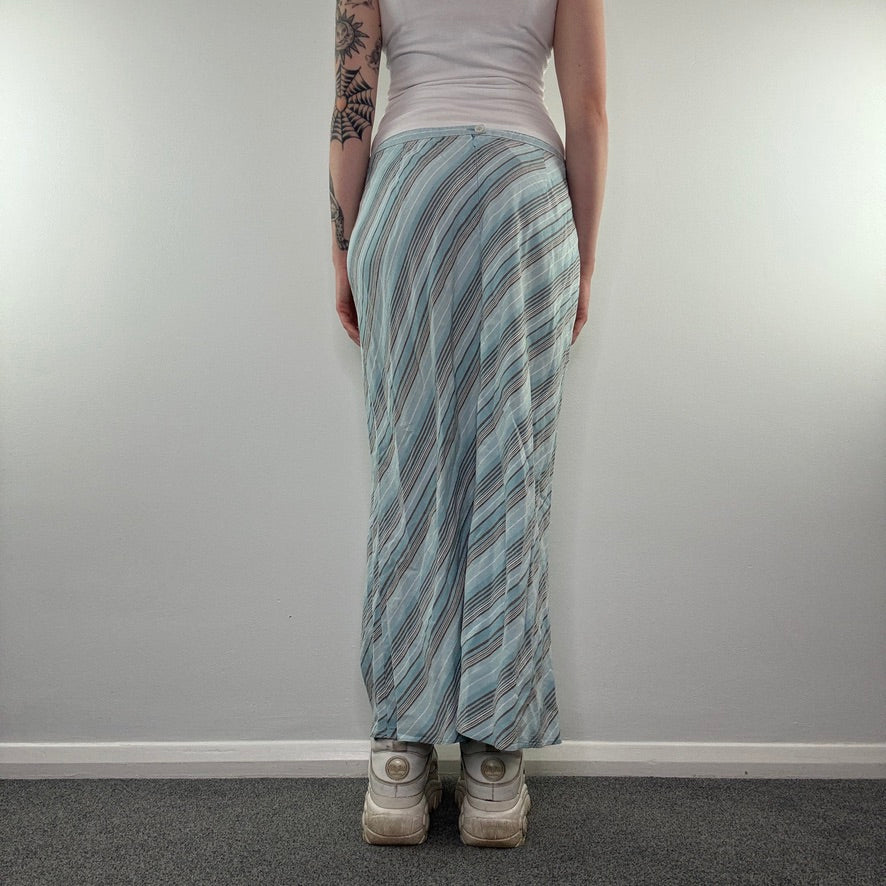 Y2K vintage striped maxi skirt