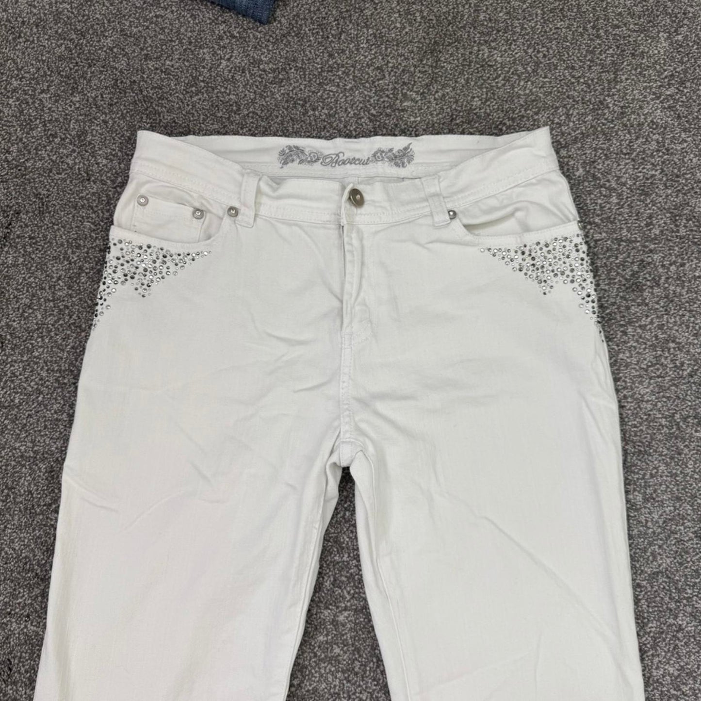 Y2K vintage mid rise stretchy denim bootcut jeans white