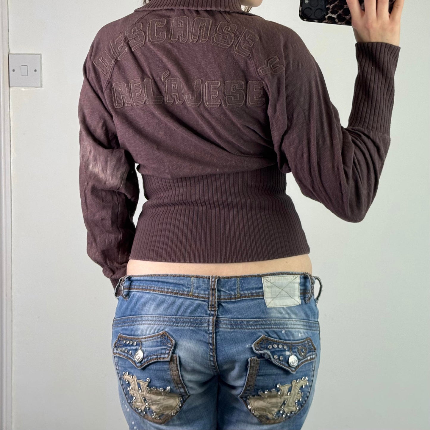 Y2K vintage Diesel chunky waistband fitted zip up jumper cinched