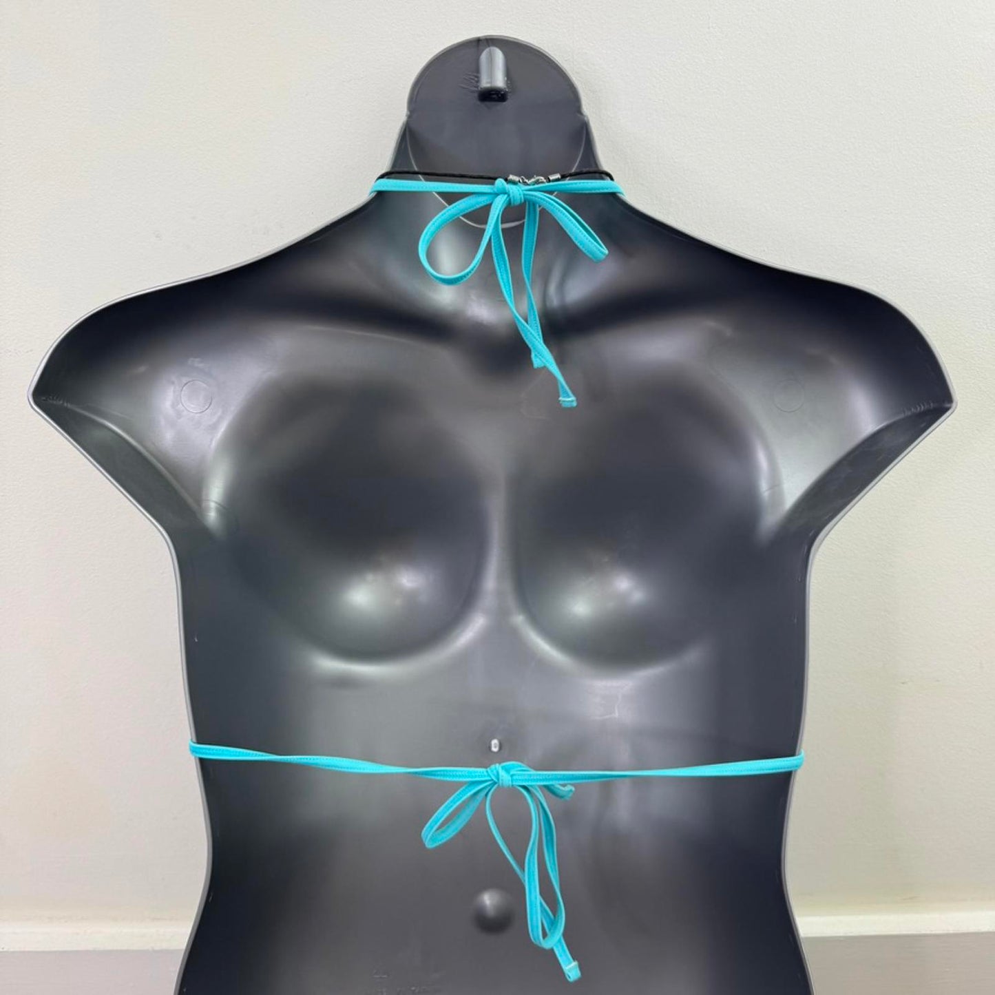 Y2K vintage halter neck bikini top floral embroidery blue padded bust