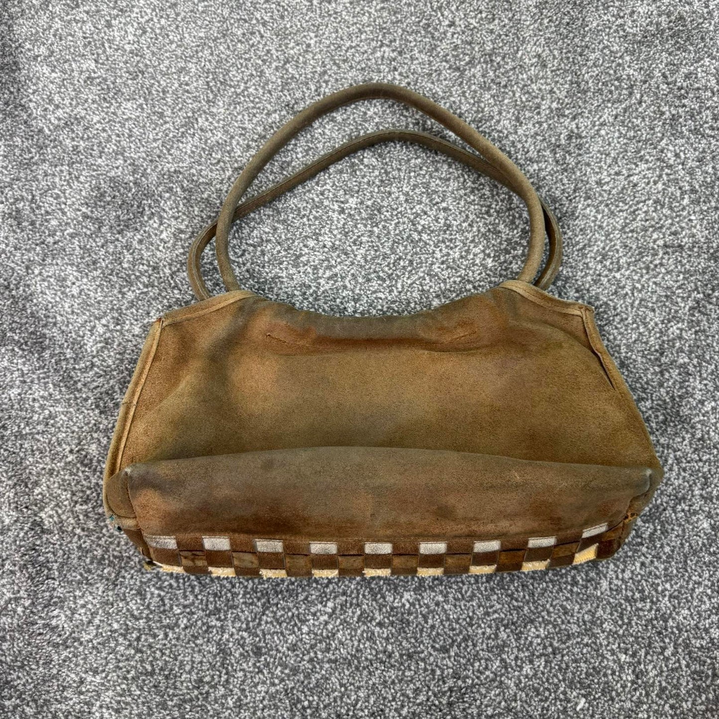 Y2K vintage suede shoulder bag woven leopard print denim pink blue brown