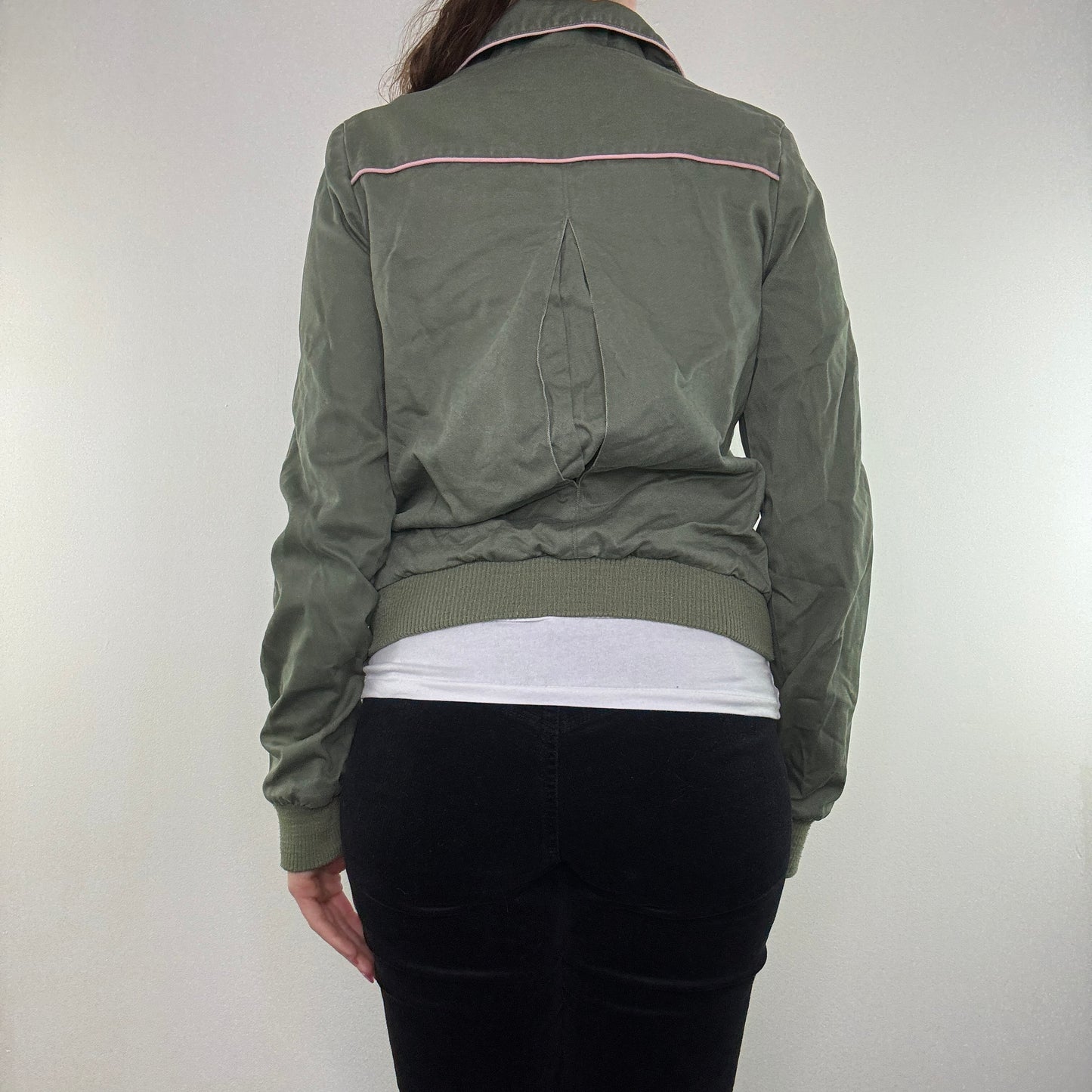 Y2K vintage zip up jacket pink pocket detailing pockets military