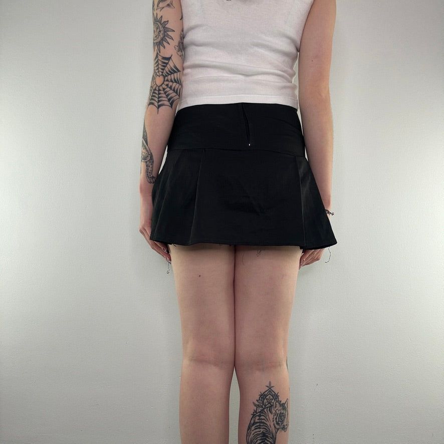 Y2K stretchy belted pleated mini skirt