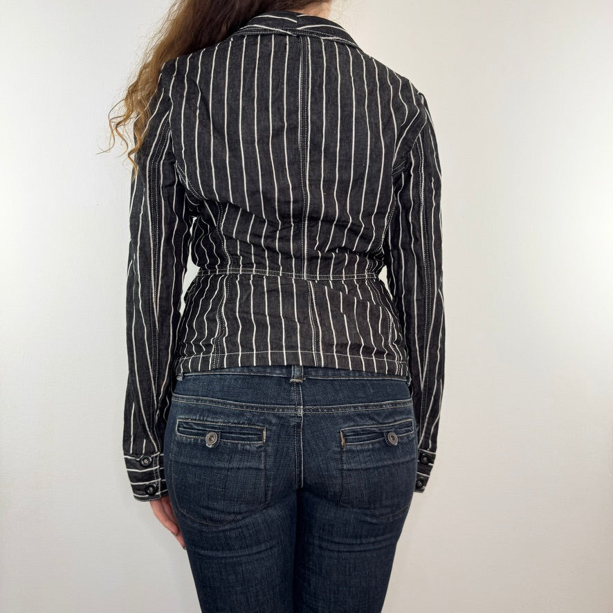 Y2K vintage denim pinstripe blazer