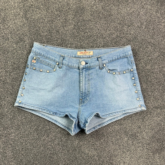 Y2K Miss Sixty studded stretchy denim mini shorts