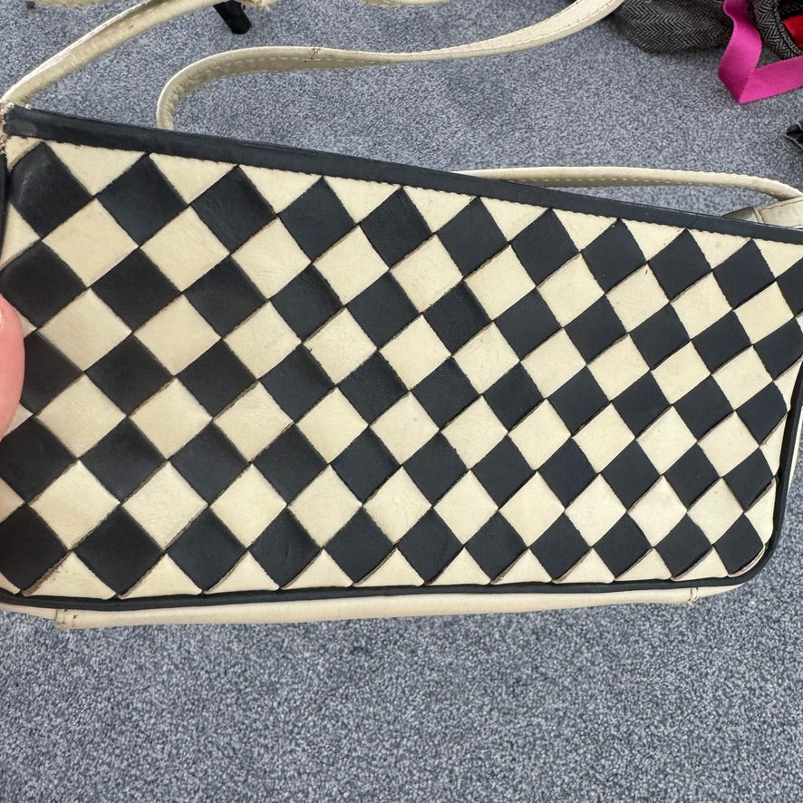 90s Y2K vintage chequered leather mini shoulder bag