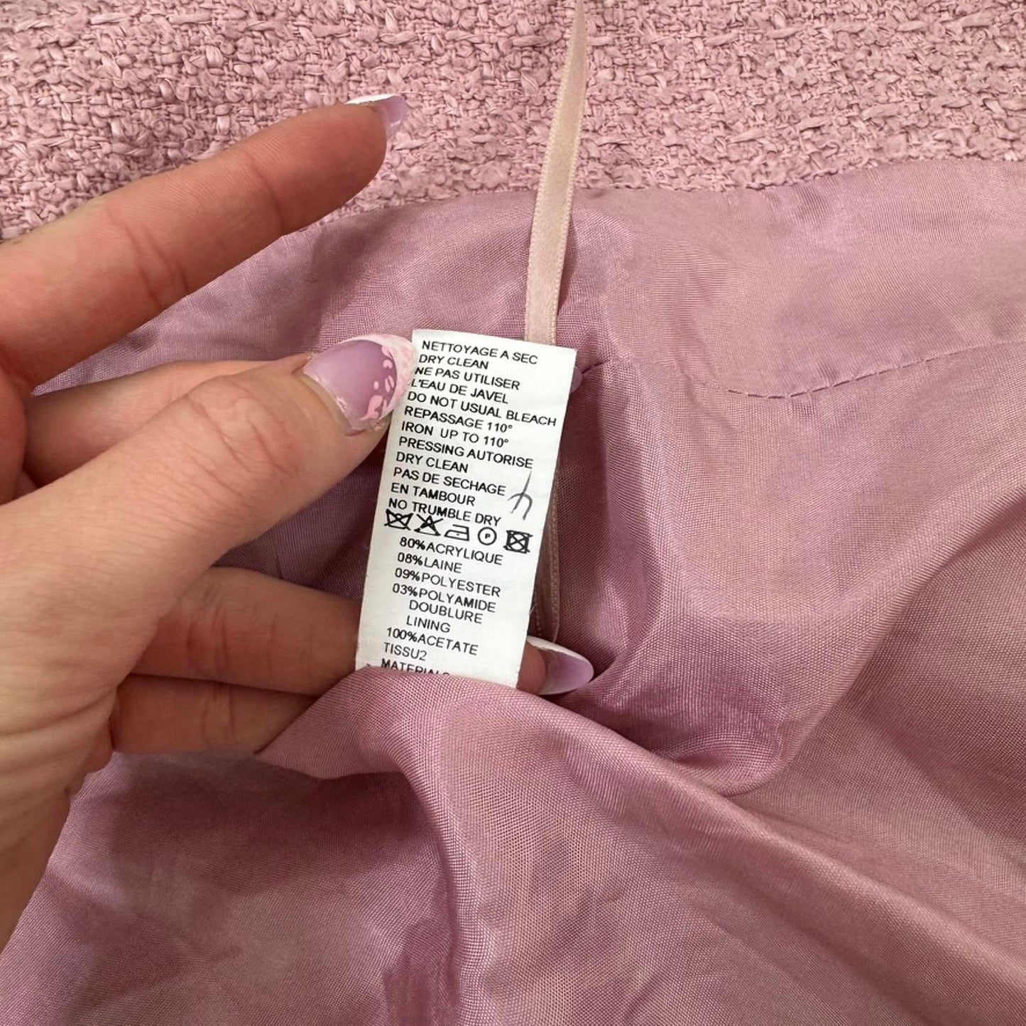 Y2K vintage wool blend long trench coat shoulder pads frill pink bow tweed