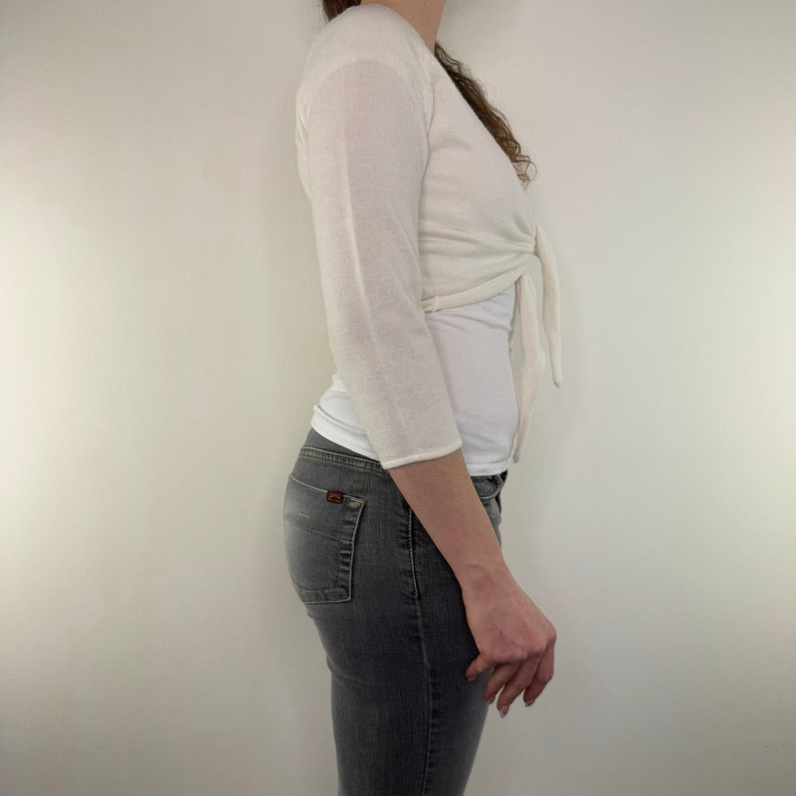 Y2K vintage front tie fine knit cardigan