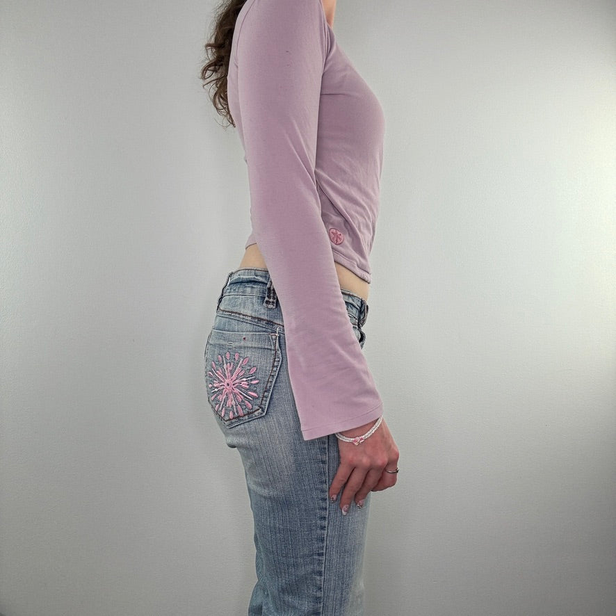 Y2K yoga wraparound long sleeve top