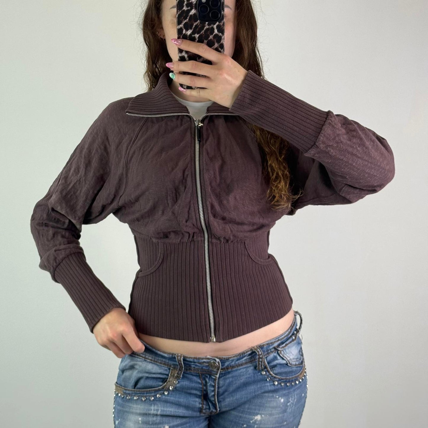 Y2K vintage Diesel chunky waistband fitted zip up jumper cinched