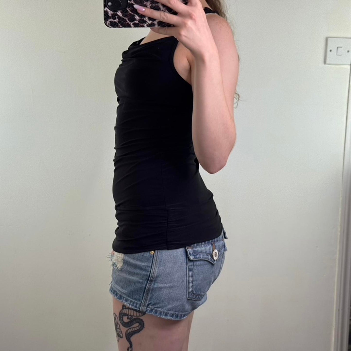 Y2K vintage slinky lace cowl neck tank top racerback stretchy fitted clubbing