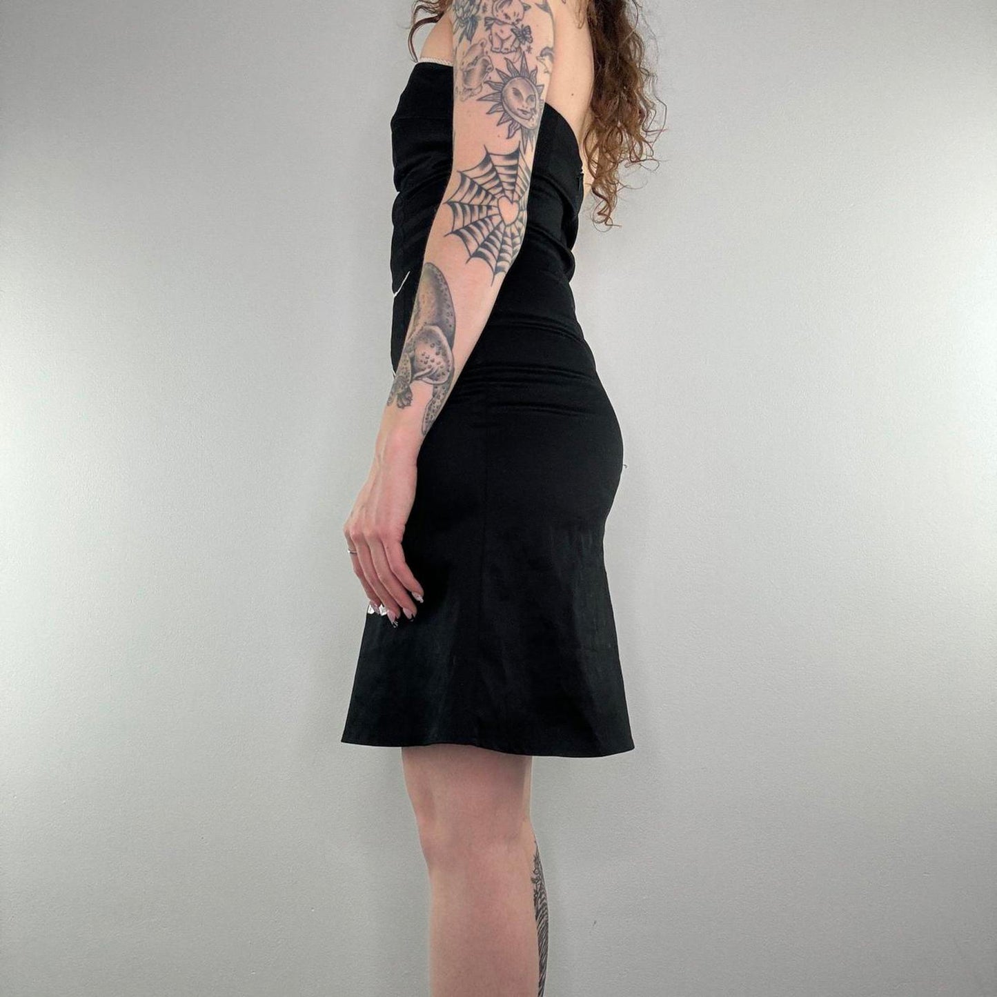 Y2K vintage floral sequin strapless midi dress embroidered a line fitted