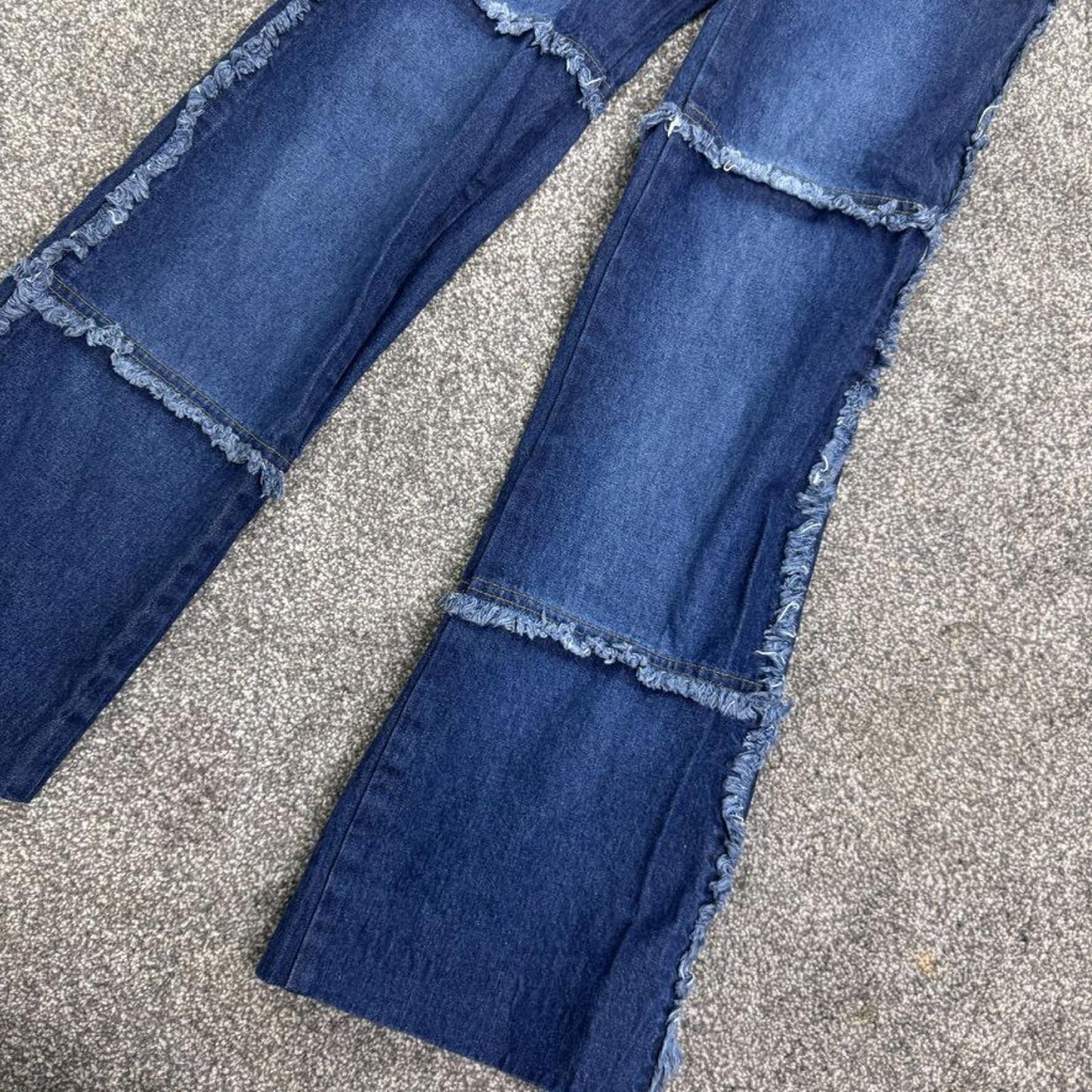 Y2K vintage patchwork denim flared jeans