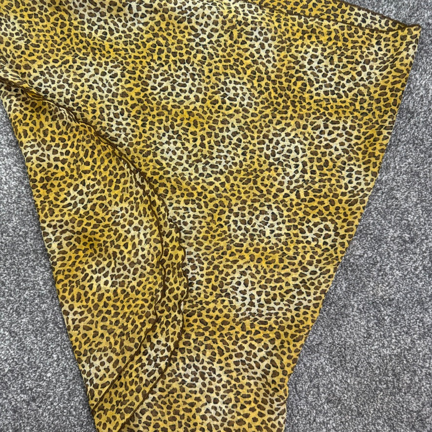 Y2K vintage leopard print sarong sheer beach swim cover up scarf lettuce hem