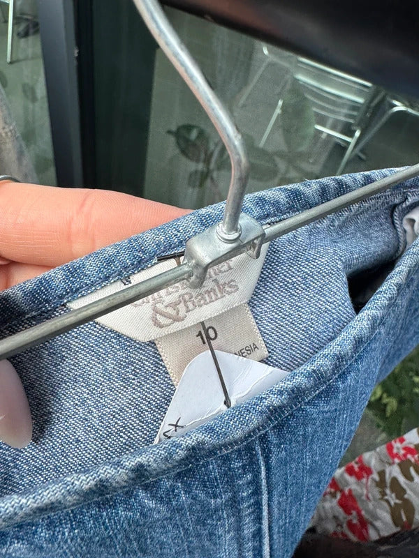 Vintage Y2K denim maxi skirt side pockets a line