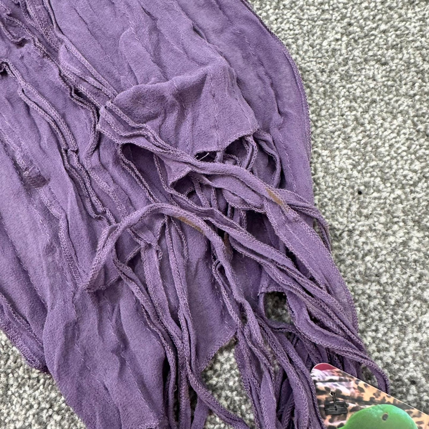 Y2K vintage sheer purple scarf tassel fringe