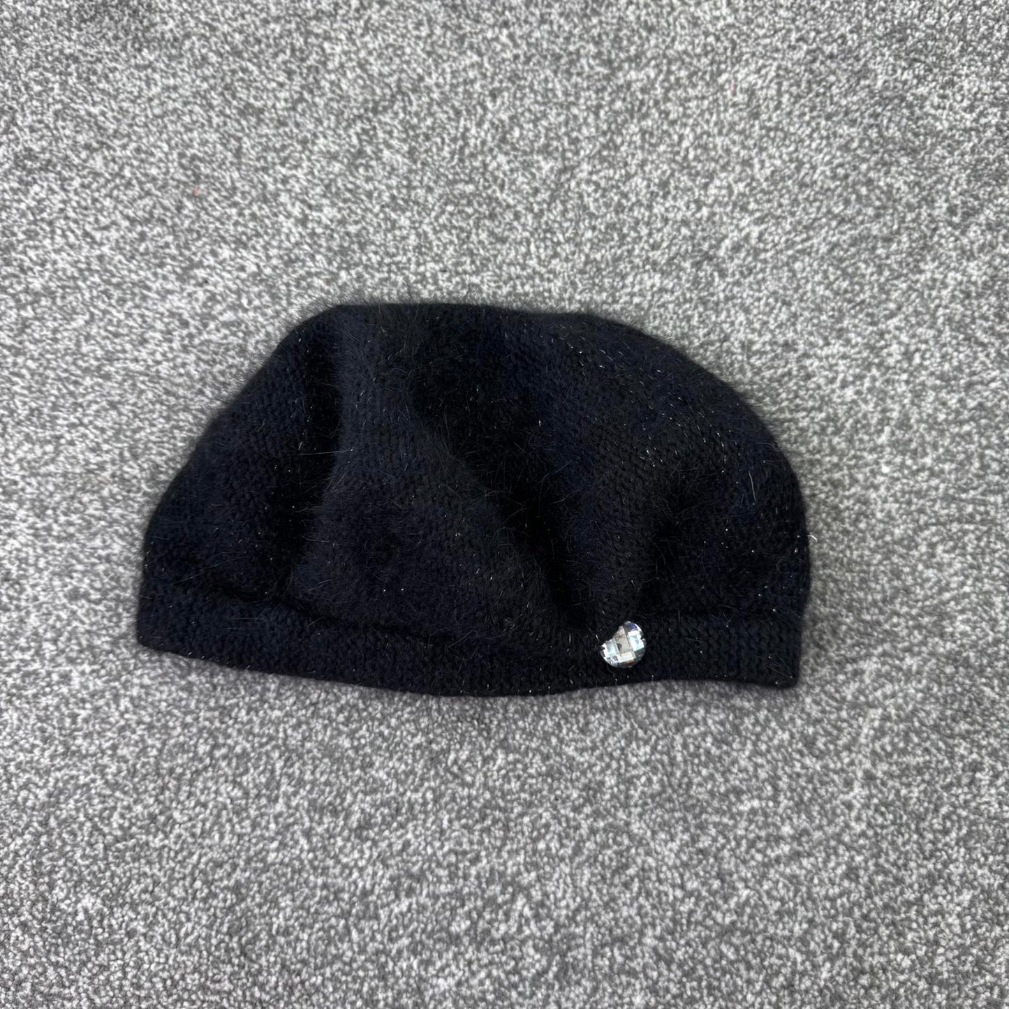 Y2K vintage angora wool blend beret hat glitter slouchy