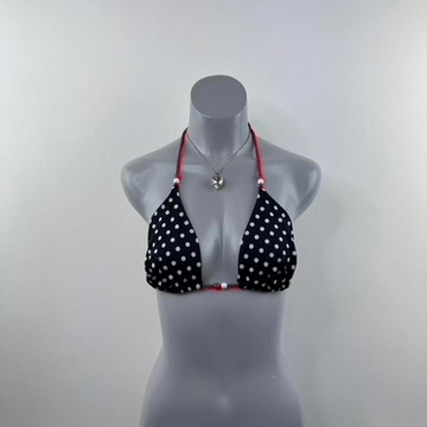 Y2K vintage polka dot spotty halter neck bikini top swimwear beaded padded bust
