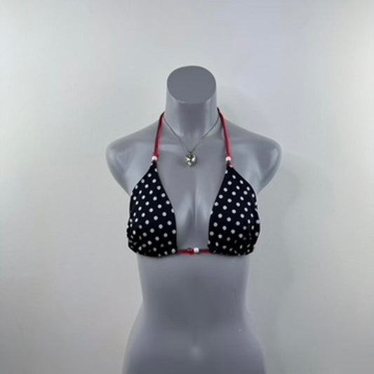 Y2K vintage polka dot spotty halter neck bikini top swimwear beaded padded bust