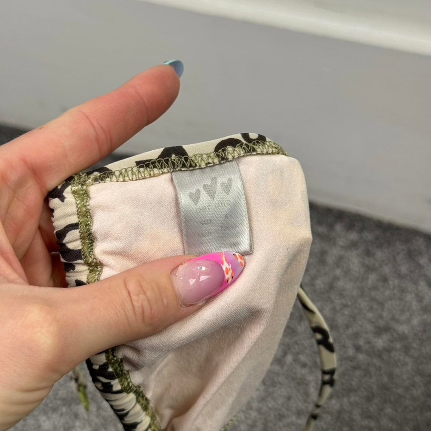 Y2K vintage text halter neck bikini top tie bow non padded