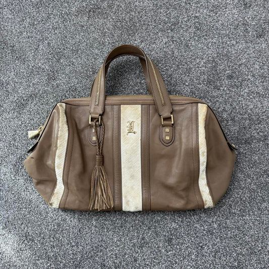 Y2K vintage L.A.M.B. Gwen Stefani large handbag genuine leather brown cream