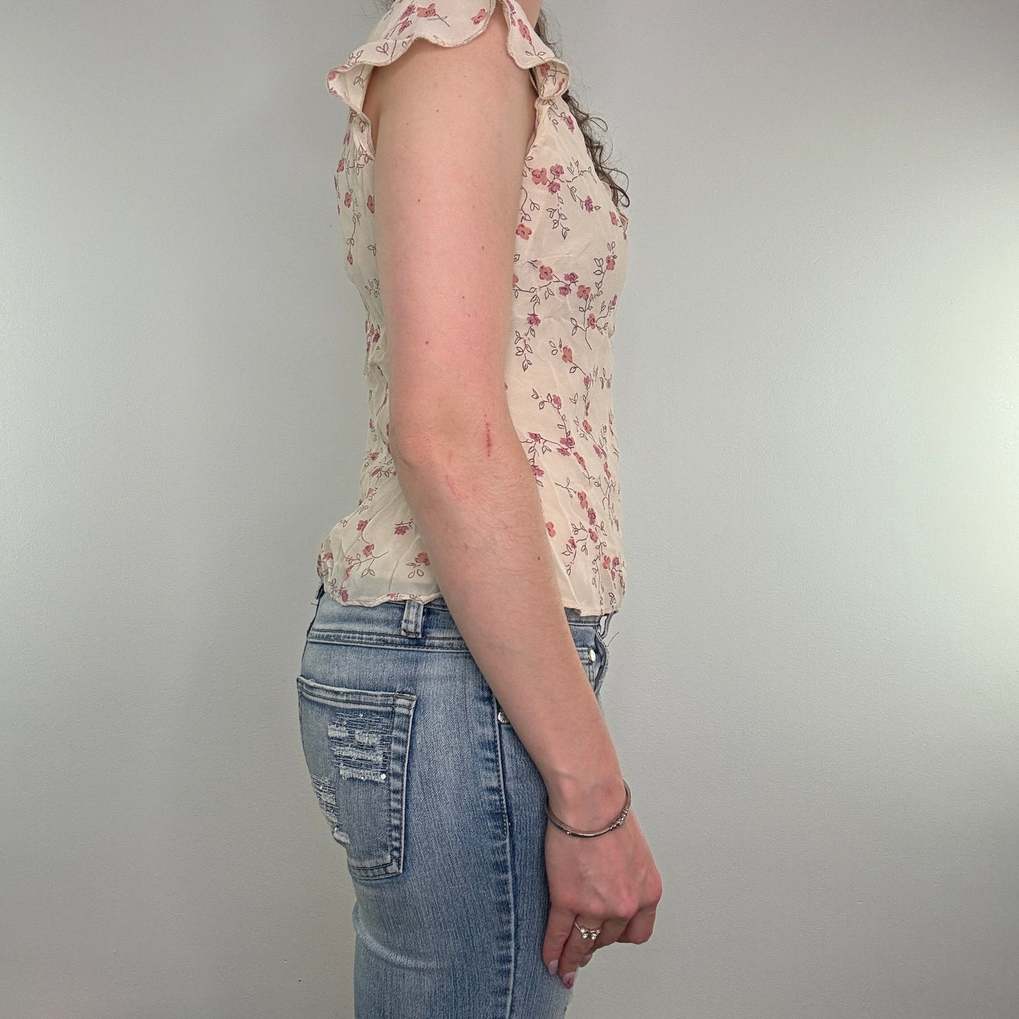 Y2K vintage cap sleeve ditsy floral top