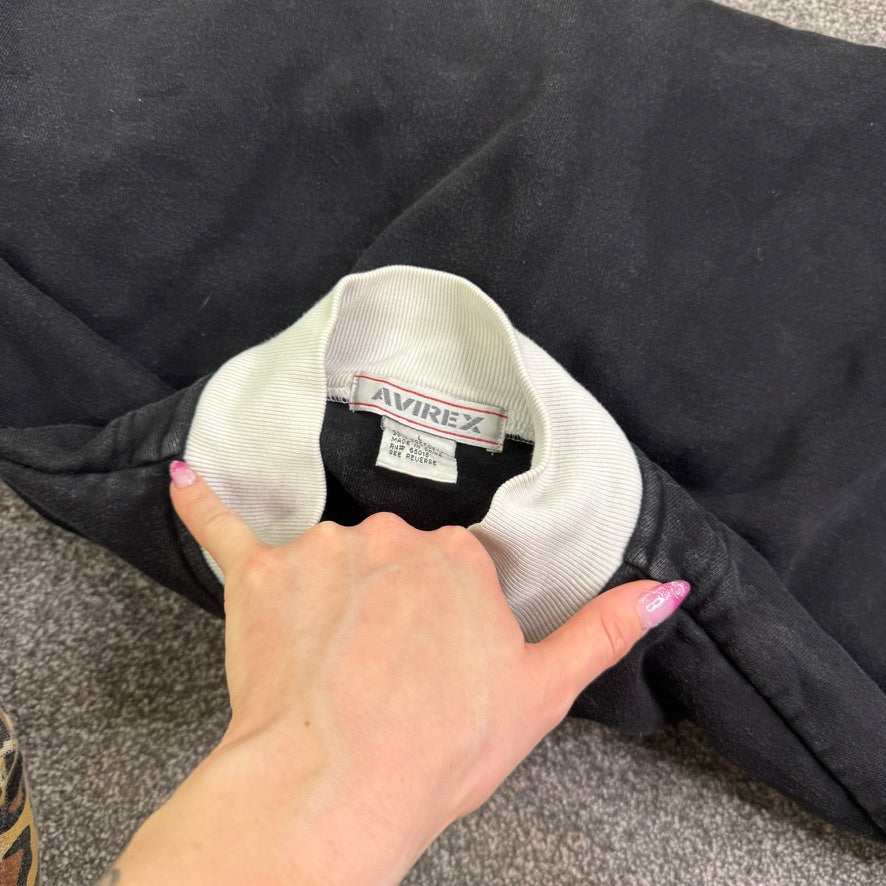 Vintage Avirex jumper zip up spell out embroidered contrast stripe 90s Y2K