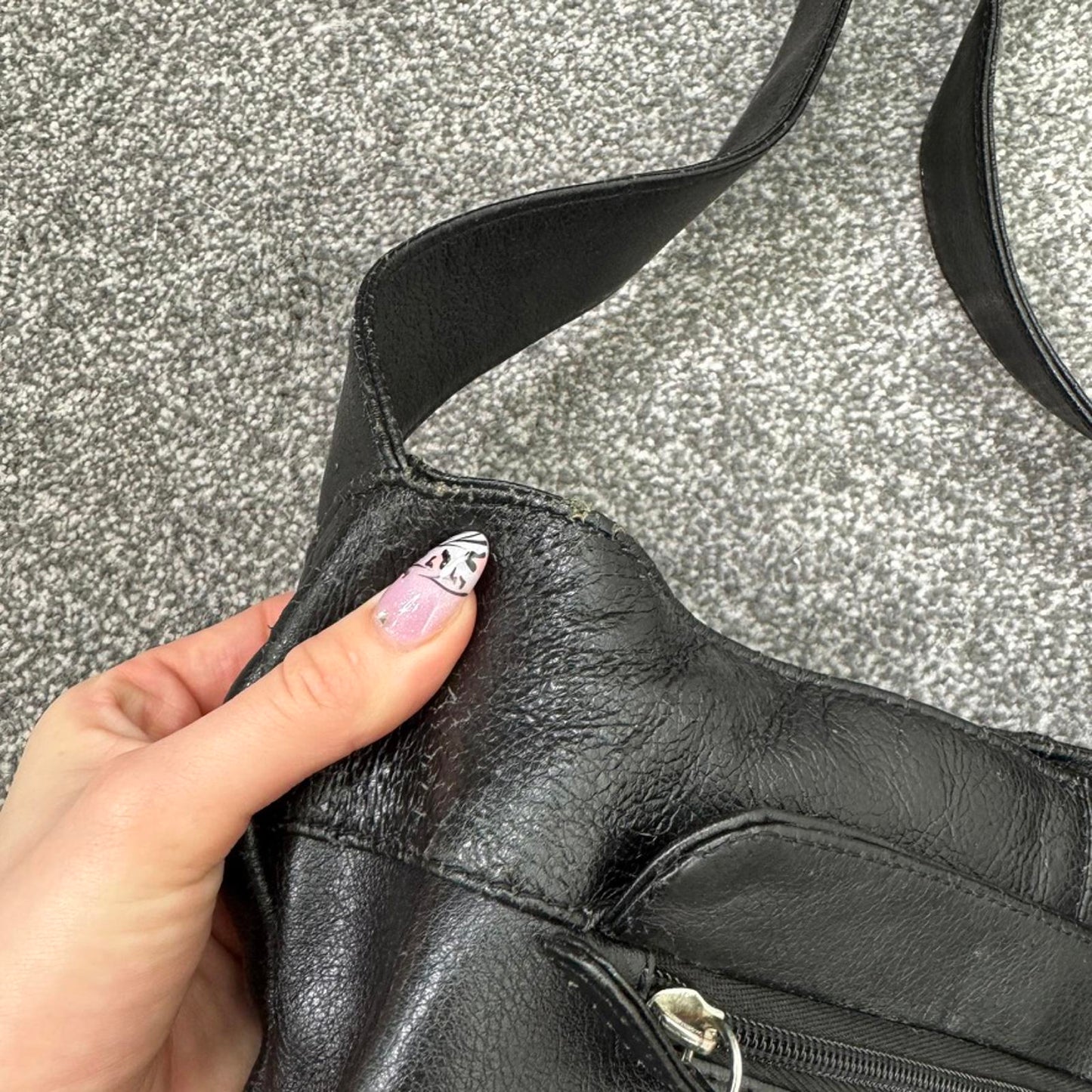 Y2K vintage genuine leather bucket shoulder bag crossbody compartments