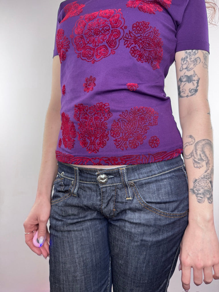 Y2K vintage Kookai fitted paisley top
