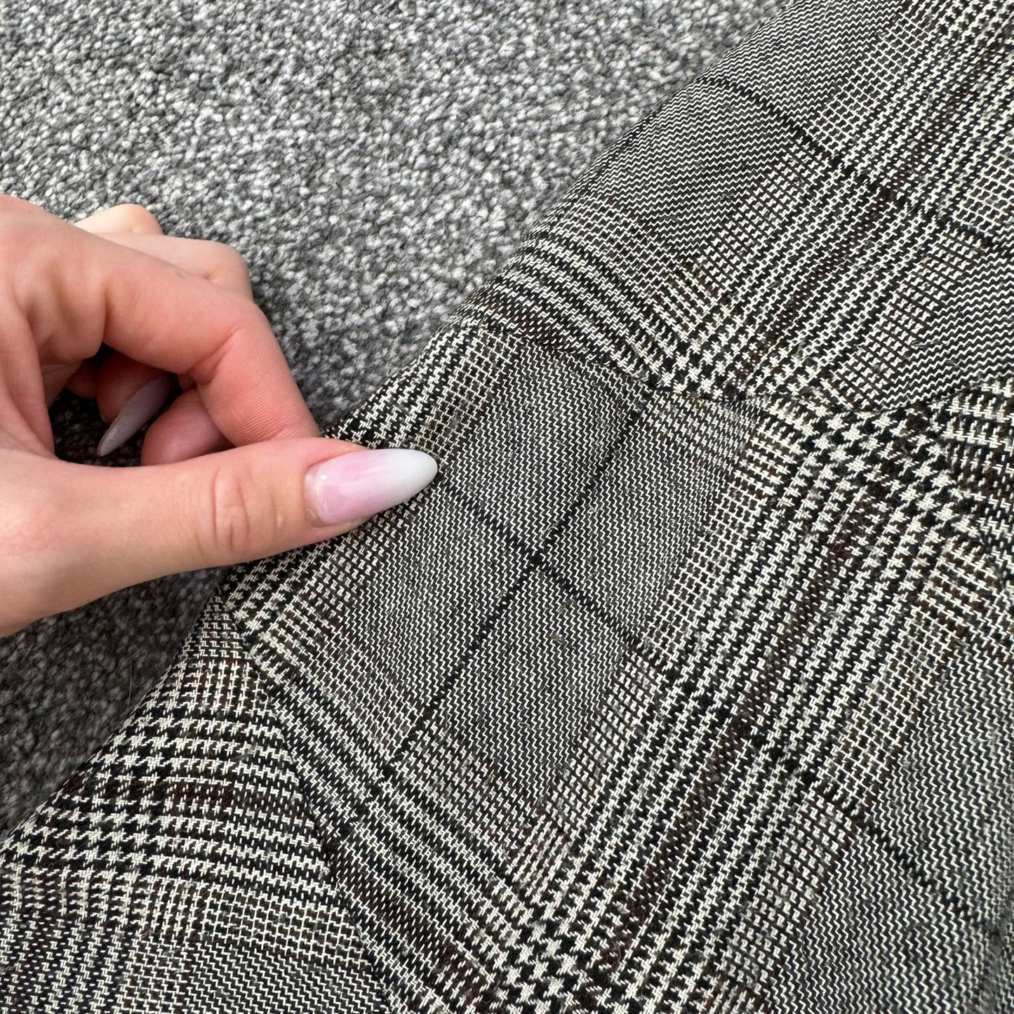 Y2K vintage houndstooth tartan check midi skirt lace up knee length rhinestone