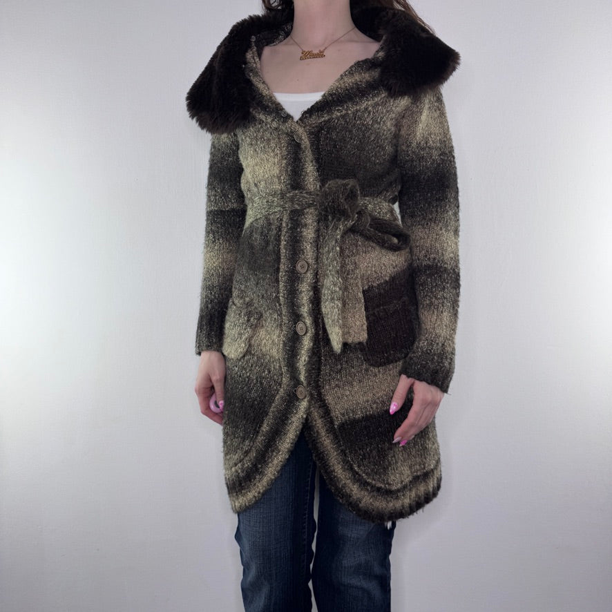 Y2K vintage stripe knit long cardigan