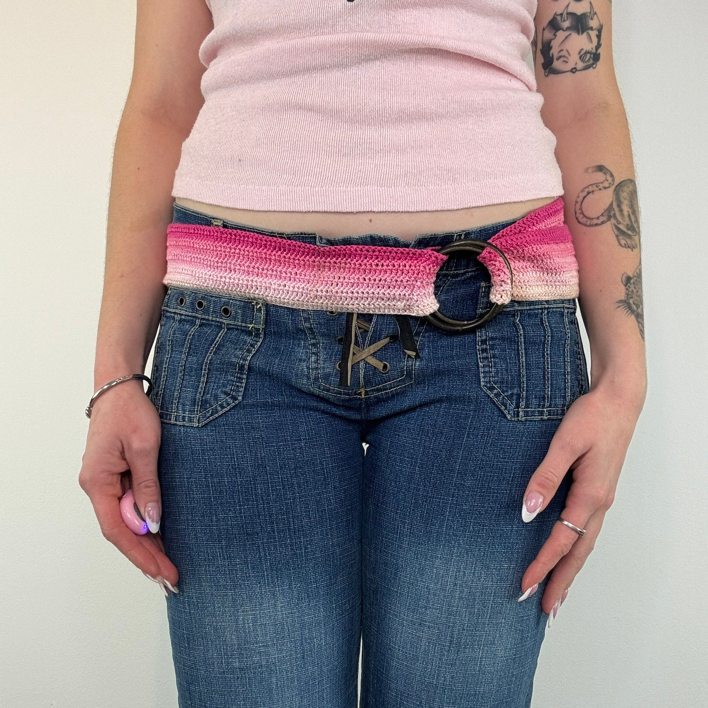 Y2K O ring ombre crochet belt