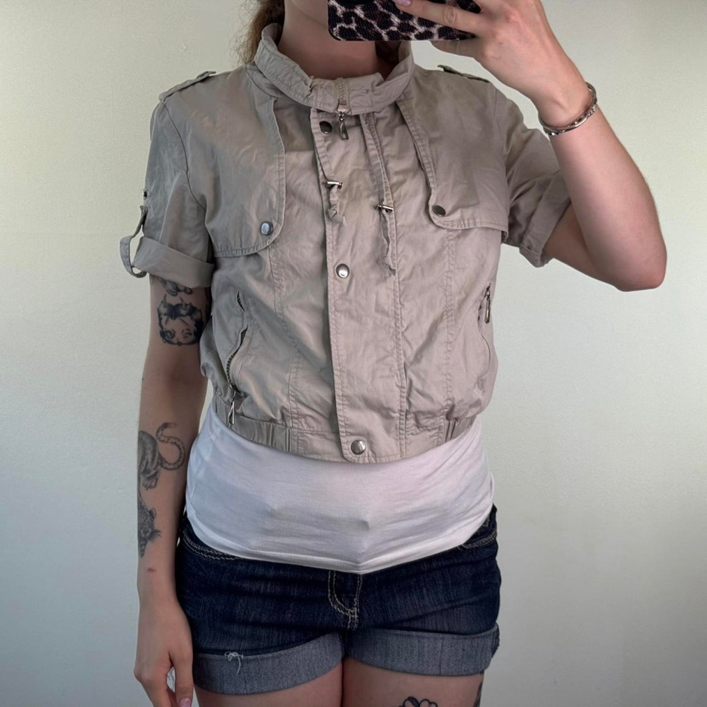 Y2K vintage short sleeve zip up jacket utility lightweight archive subversive