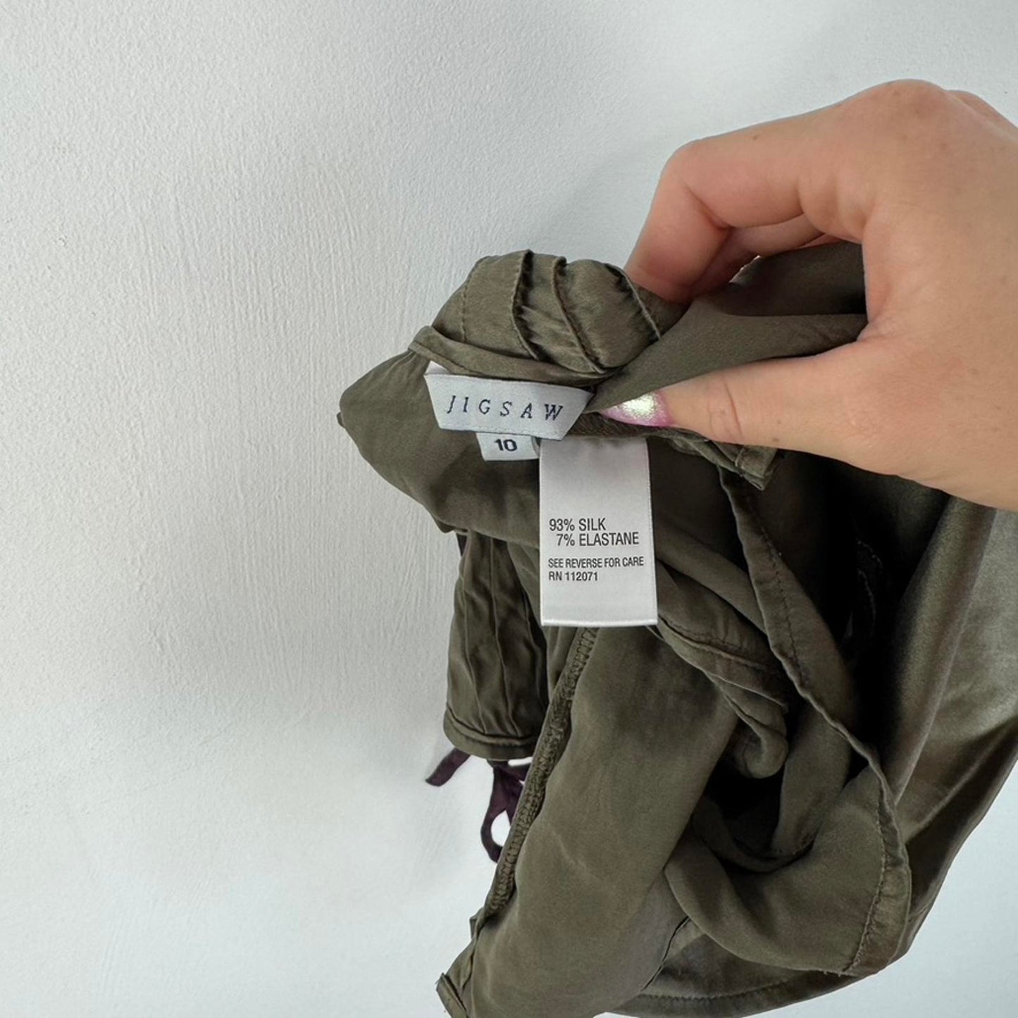 Y2K vintage part silk cami top flowy floaty adjustable bow straps khaki v neck