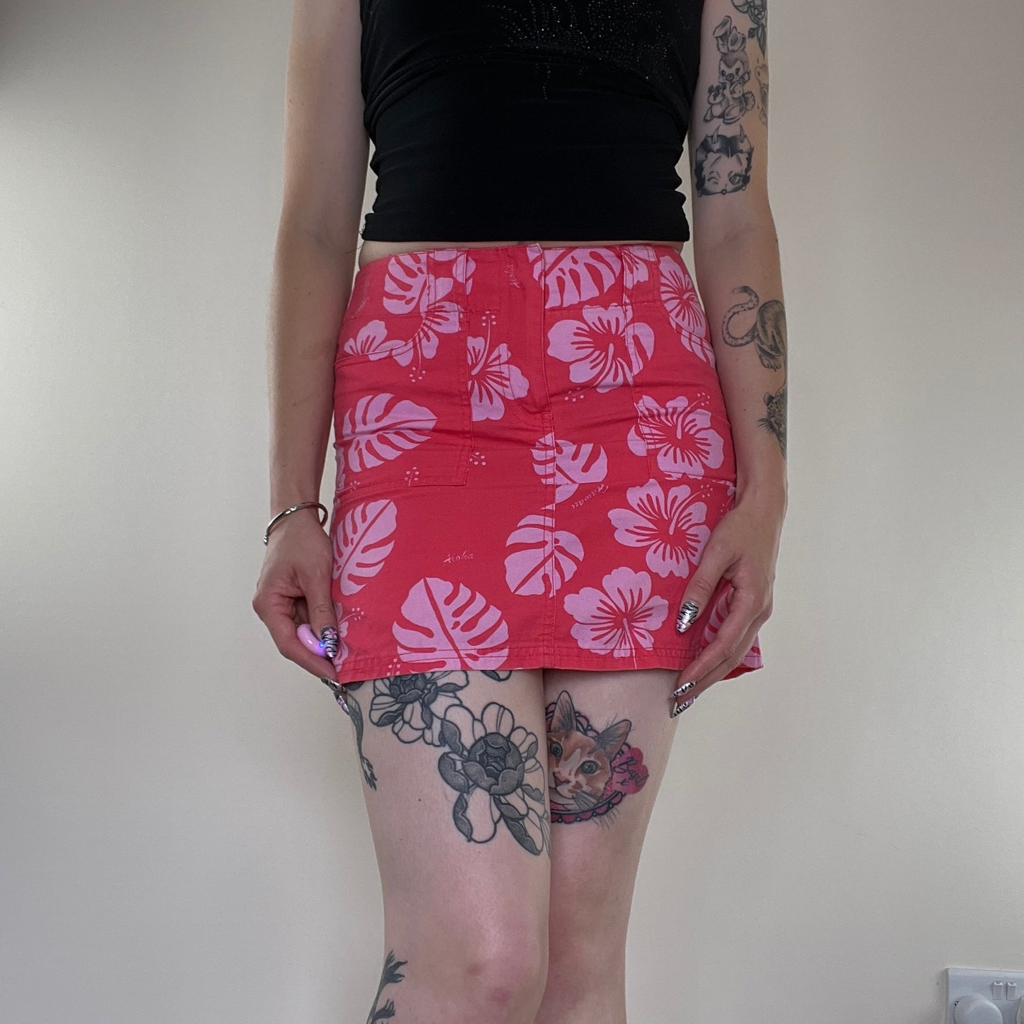 Y2K hibiscus mini skirt summer