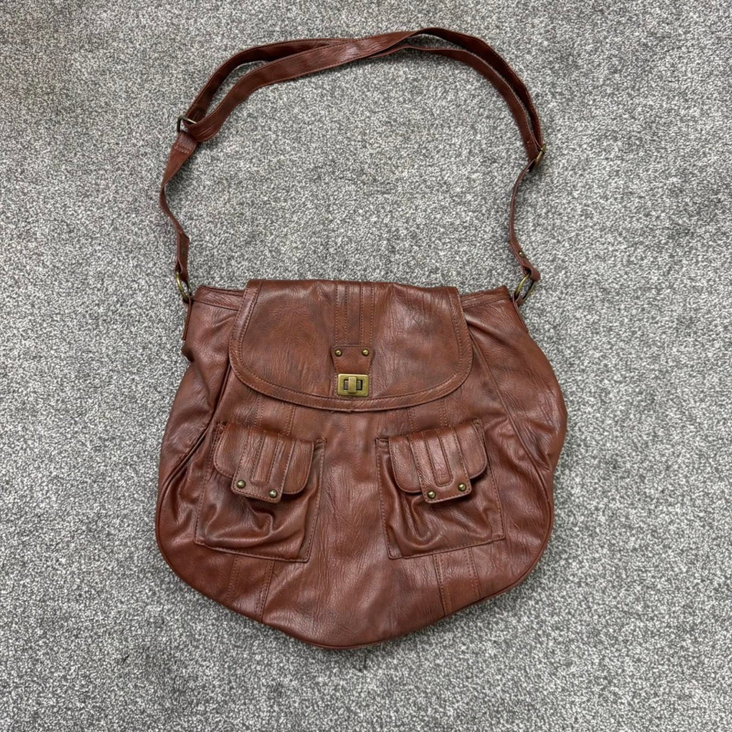 Y2K vintage faux leather crossbody messenger hobo bag large