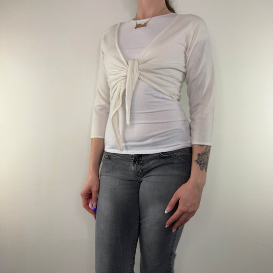 Y2K vintage front tie fine knit cardigan