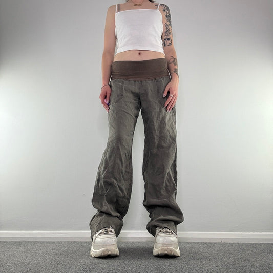 Y2K cargo fold over baggy lightweight summer trousers