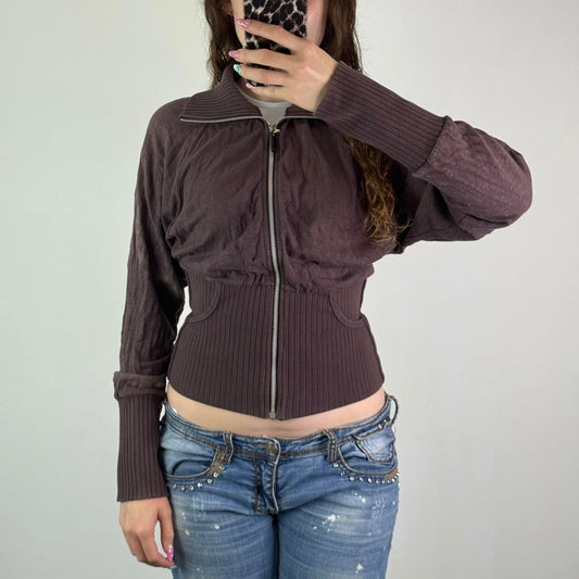 Y2K vintage Diesel chunky waistband fitted zip up jumper cinched